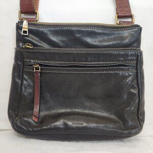 Vintage Fossil Leather Crossbody Dark Brown Bag Handbag Purse Goathide